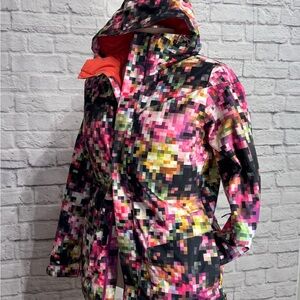 Burton Jacket Womens M Pink Dryride Pixel Camo Snowboard Ski Parka Zip